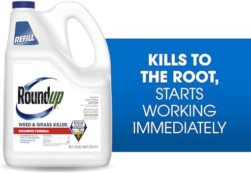 Roundup Weed & Grass Killer₄ Refill, Use in and Around Flower Beds, Trees, Driveways, Walkways & More, 1.25 gal.