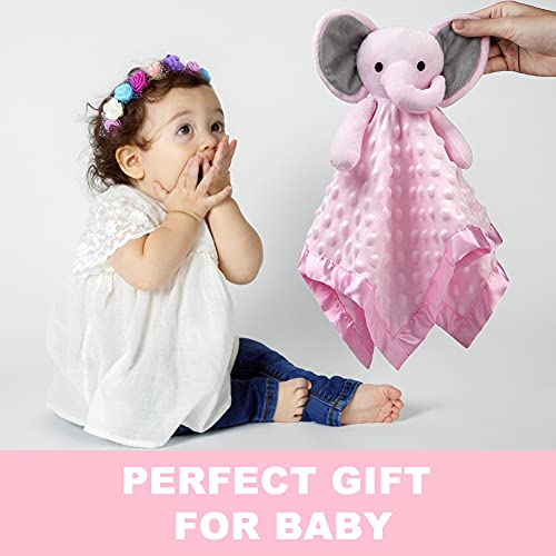 Pro Goleem Baby Girl Gifts Elephant Security Blanket with Stuffed Animal Snuggle Toy Lovey Soft Lovie Baby Registry Search for Infant and Toddler Pink 16 Inch