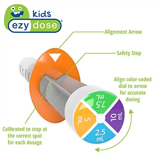EZY DOSE Kids Baby Oral Syringe & Dispenser, True Easy Design for Liquid Medicine,Tylenol, Motrin, Easy to Administer, Accurate Dosing,10 mL/2 TSP Color Coded, BPA Free, Pack of 3