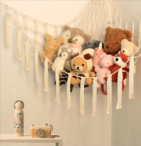 Stuffed Animal Storage Hammock Net - Toy Hammock Net for Stuffed Animals Corner - Hanging Stuff Animal Organizer Holder Large Size Baby Nursery Room Decor