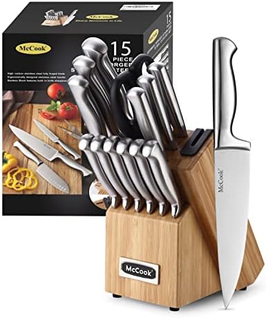 McCook® Knife Sets,German Stainless Steel Knife Block Sets with Built-in Sharpener