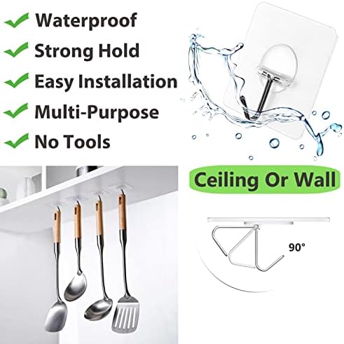 Adhesive Hooks for Hanging Heavy Duty Wall Hooks Self Adhesive Towel Coat Hooks Waterproof Transparent Hook for Bathroom Shower Kitchen Keys Door Outdoor Home Improvement Utility Hook 12 Pack
