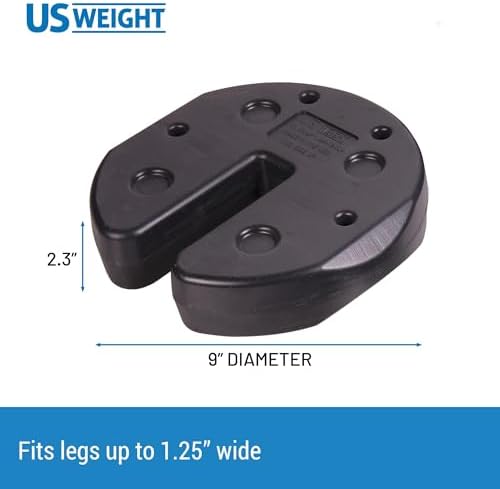 US Weight 40 Pound Canopy Weight Set of 4 and Carry Strap with No-Pinch Design - Easy Installation and Removal to Secure Tents, Canopies, and Umbrellas at Outdoor Events