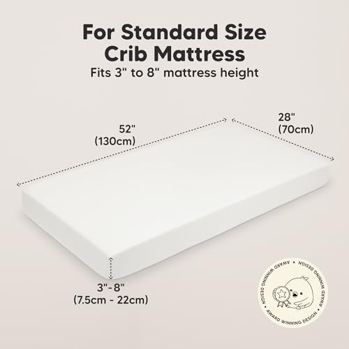 KeaBabies 2-Pack Organic Crib Sheets for Boys, Girls - 52x28 Fitted Crib Mattress Sheet Neutral, Breathable Jersey Cotton Cover for Baby Bed, Toddler Mattress, Soft & Cute Prints (Soft White)