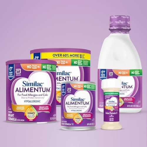 Similac Alimentum with 2'-FL HMO Hypoallergenic Infant Formula, for Food Allergies and Colic Due to Protein Sensitivity, Ready-to-Feed Baby Formula, 8-fl-oz Bottle, Pack of 24