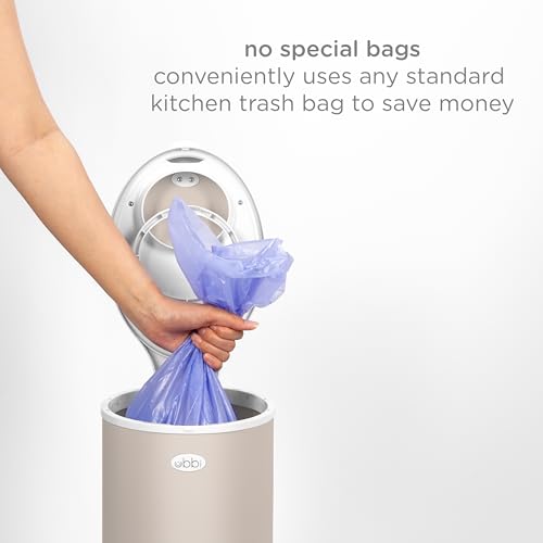 Ubbi Stainless Steel Diaper Pail, Odor Locking, No Special Bag Required, Award-Winning, Registry Must-Have, Taupe