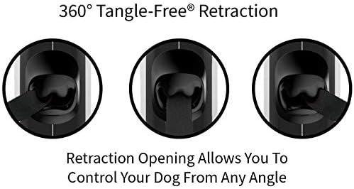 TUG 360° Tangle-Free Retractable Dog Leash | 16 ft Strong Nylon Tape | One-Handed Brake, Pause, Lock (Medium, White)