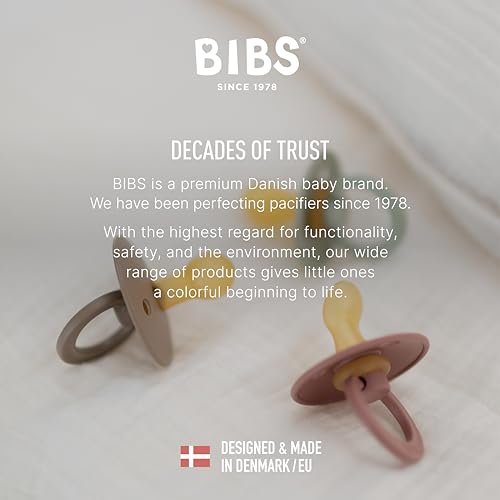 BIBS Pacifiers 0-6 Months | 2-Pack Soothers | BPA-Free Round Nipple | Made in Denmark | Dusty Blue/Steel Blue Colour Pacifier