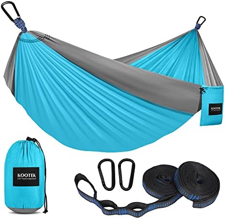 Kootek Camping Hammock 400 lbs Capacity, Portable Hammocks with Tree Straps & Attached Carry Bag, Camping Essentials Gear, Perfect for Outside Indoor Hiking Beach Backpack Travel