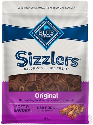 Blue Buffalo Sizzlers Bacon-Style Dog Treats with Real USA Pork, Original Flavor, 28-oz Bag