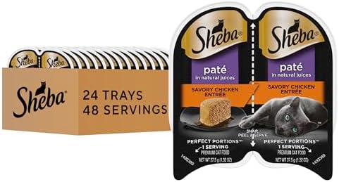 Sheba Perfect Portions Wet Cat Food Pate Savory Chicken Entree, 2.6 oz. Twin-Pack Trays (24 Count, 48 Servings)