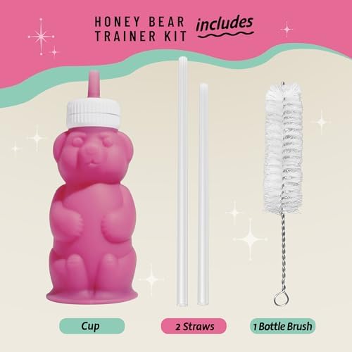 Legendairy Milk Honeybear Silicone Sippy Cup - Green, 8 oz, Dishwasher Safe, Trainer Straw Cup for Babies & Toddlers 4+ Months