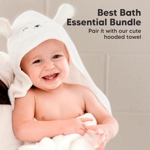 6-Pack Soft Baby Washcloths, Viscose from Bamboo - Kids, Newborn Bath Towels, Infant Shower, Toddler Reusable Face Towel, Gentle on Skin, Face Wash Cloths for Babies, 10x10 (White)