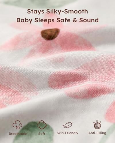 Yoofoss Crib Sheets Girl 2 Pack, 52x28 Fitted Baby Crib Sheet Fits for Standard Crib and Toddler Mattress, Ultra Soft Breathable Microfiber Pink Floral
