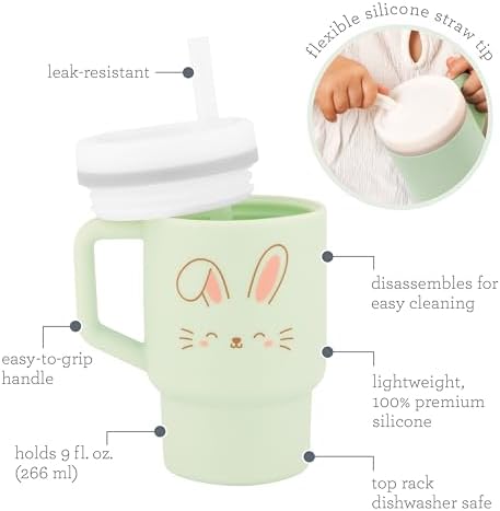 Infantino My 1st Tumbler, Silicone Sippy Cup with Straw & Handle, Spill-Resistant, for On-the-Go, BPA-Free Transition Cup,