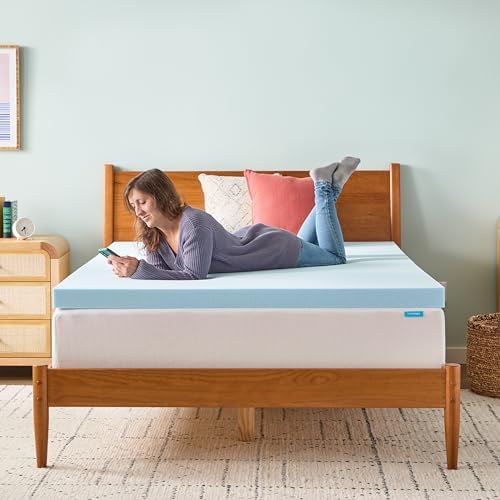 LINENSPA Memory Foam Mattress Topper - 3 Inch Gel Infused Memory Foam - Plush Feel - Cooling and Pressure Relieving - CertiPUR Certified - Dorm Room Essentials - Full XL Size