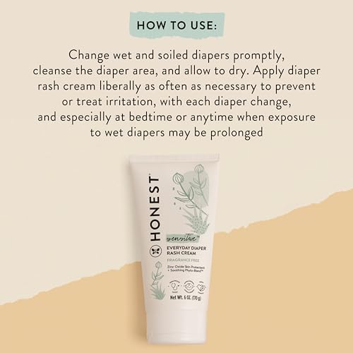 The Honest Company Hypoallergenic Diaper Rash Cream | Moisturizing + Calming Zinc Oxide Ointment | NEA Recognized, Cruelty Free | Value Size, 6 oz