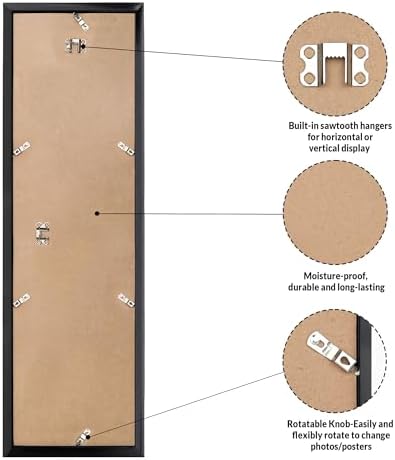 LaVie Home 8x24 Picture Frame for Wall Display, 8x24 Black Picture Frame with HD Plexiglas, 8 x 24 Poster Frame 1 Pack, Display Frame for Vertical or Horizontal, Classic Collection
