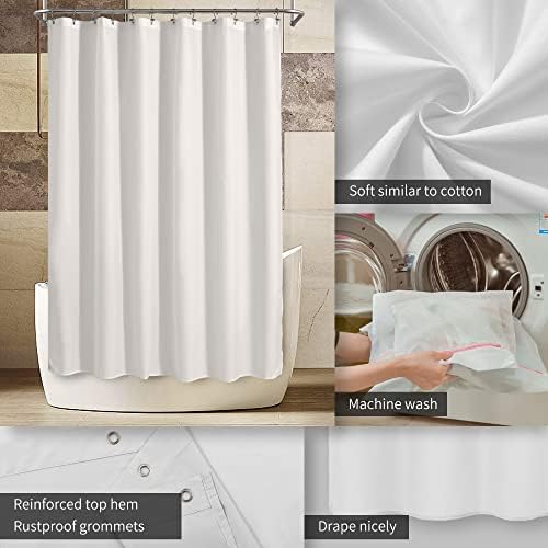 ALYVIA SPRING Extra Long Fabric Shower Curtain Liner Waterproof - 72" x 84", Soft & Lightweight XL Shower Curtain with Magnets, Machine Washable - 72x84, White