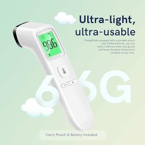 Digital Thermometer for Adults and Kids, Forehead No-Touch Thermometer with Fever Alarm, Accurate and Easy-to-use Thermometer for Home use