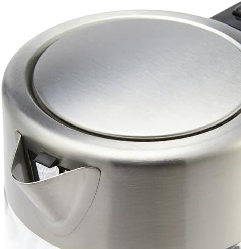 Amazon Basics Electric Kettle with Glass Carafe for Tea and Coffee, BPA-Free, Fast Boiling, Auto Shut-Off, 1 liter , 1500W, Glass and Steel