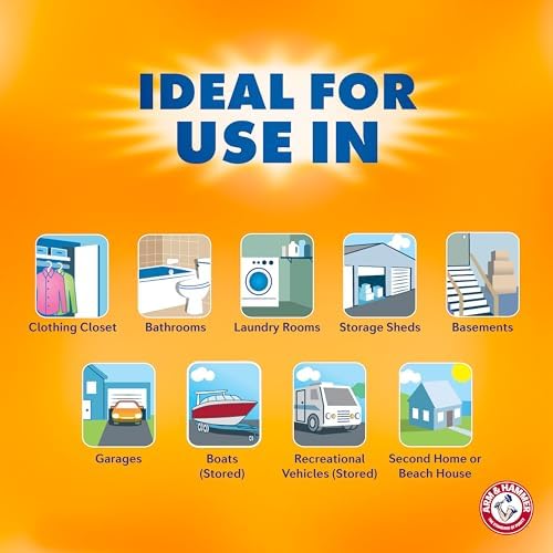 Arm & Hammer Essentials Disposable Moisture Absorber and Odor Eliminator Tub, Linen Fresh, 1 lb., 3-Pack, Attracts and Traps Excess Moisture, Ideal Closet Non-Electric Dehumidifier