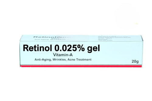 Retinol Gel 0.025 Vitamin A Repairs Fine Lines & Wrinkles, Scar Treatment, Age and Sun Spots, Anti-Aging Formula, 20g