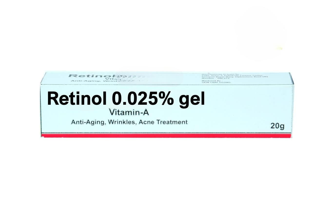 Retinol Gel 0.025 Vitamin A Repairs Fine Lines & Wrinkles, Scar Treatment, Age and Sun Spots, Anti-Aging Formula, 20g