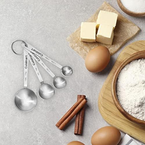 Cuisinart Mesh Strainers, 3 Count Set, CTG-00-3MS & CTG-00-SMP Stainless Steel Measuring Spoons, Set of 4 & CTG-00-SMC Measuring Cups, Set of 4, Silver