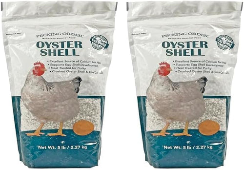 Pecking Order Oyster Shell - Calcium Supplement to Support Laying Hens and Strong Egg Shell Development (5 LB) (Pack of 2)