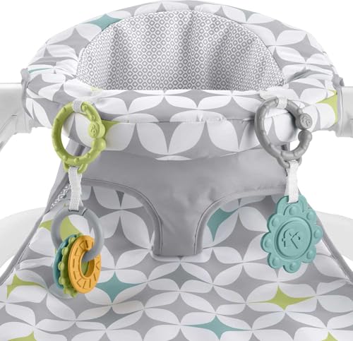 Fisher-Price Portable Baby Chair Sit-Me-Up Floor Seat With Developmental Toys & Machine Washable Seat Pad, Starlight Bursts