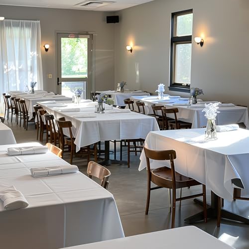 White Plastic Table Cloth - 8 Pack 54" × 108" Rectangle Disposable Tablecloths for 6FT Tables, Waterproof Table Cover for Party, Holiday & Gathering Use