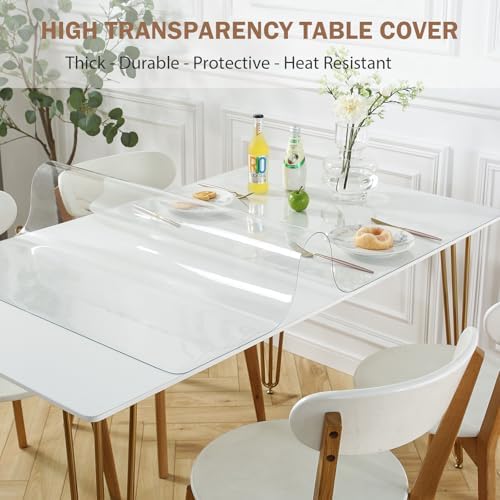 LovePads Clear Table Cover Protector 36 x 60 Inch, 1.5mm Thick Plastic Table Cover, Table Protector for Dining Room Table, Waterproof Vinyl Tablecloth Table Pad Mat for Kitchen, Dresser, Writing Desk