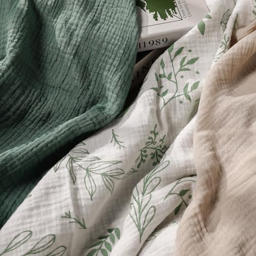 Muslin Swaddle Blankets for Newborn, 3 Pack Breathable Soft Receiving Blanket, Large 38 x 40 inches Swaddle Wrap Burping Clothes, Essentials Infant Shower Items, Toddler Gift (Bright Colors)