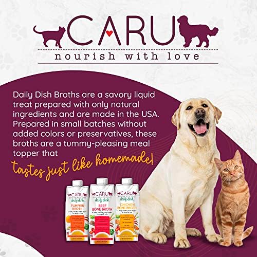 Caru - Daily Dish Chicken Bone Broth Meal Topper for Dogs & Cats - Savory Pour-Over Broth - 3 Pack