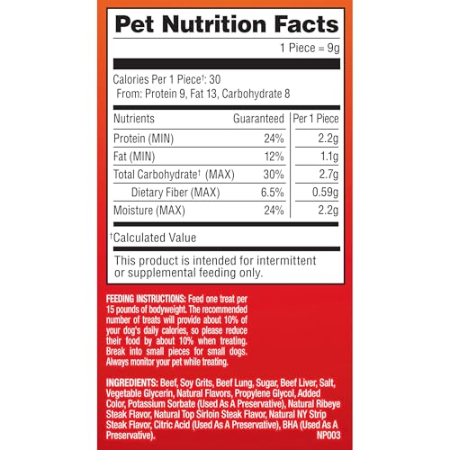 Pup-Peroni Dog Treats, Triple Steak Flavor, 5.6 Ounce (Pack of 8), Ribeye, Top Sirloin, NY Strip Flavors