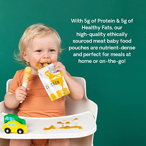 Serenity Kids 6+ Months Baby Food Pouches - Ethically Sourced Meat & Organic Veggies - High Protein Savory Baby Puree Pouches for Baby Snacks - 3.5 Oz, 8 Pack