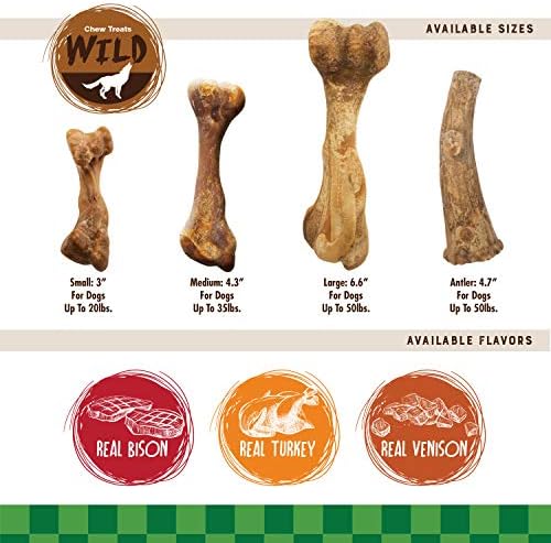 Nylabone Healthy Edibles WILD Natural Dog Chew Treats for Small Dogs, Long Lasting Dog Healthy Chew Bones Made in USA, Bison Flavor, For Dogs Up to 25 lbs. (8 Count)