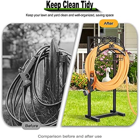 Garden Hose Holder - Upgraded Water Hose Holder Holds 151-feet Hose, Heavy Duty Metal Hose Stand Sturdy Freestanding Hose Hanger, Detachable Garden Hose Storage Rack for Outside Yard Lawn