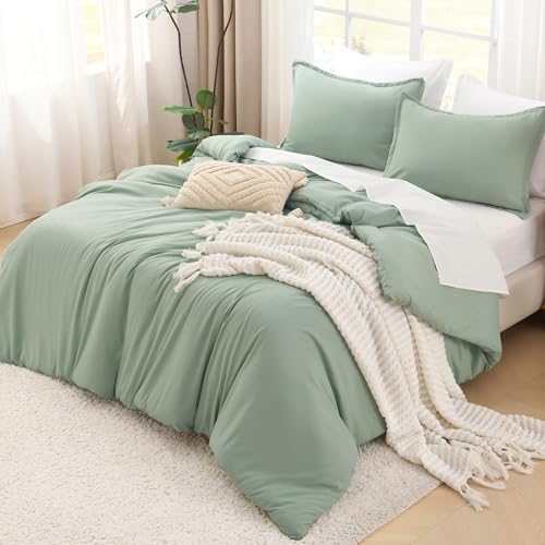 Litanika King Size Comforter Set Sage Green, 3 Pieces Lightweight Solid Comforter King Size, All Season Fluffy Down Alternative Comforter Bed Set Quilt Blanket