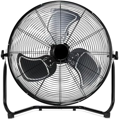 Amazon Basics 20" High Velocity Industrial Fan, Floor Fan, with 3 Speeds, Tilt Head, ETL-Listed Safety Compliance, Metal Housing/Blades, Ideal for Industrial/Commercial Space/Garage/Gym, 125W, Black