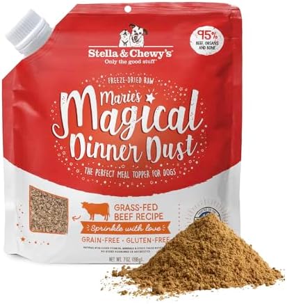 Stella & Chewy's Freeze-Dried Raw Marie’s Magical Dinner Dust - - Premium Beef Dog Food Topper with Organic Fruits & Vegetables - Perfect for Picky Eaters - 7oz