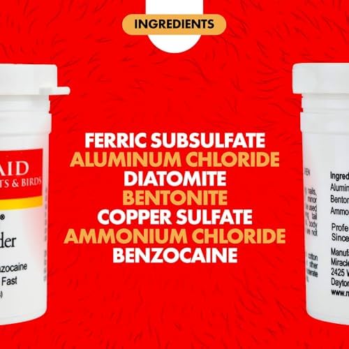 Miracle Care Kwik Stop Styptic Powder For Dogs, Cats and Birds, 1.5 Ounce, Fast-Acting Blood Stop Powder with Pain Relieving Benzocaine