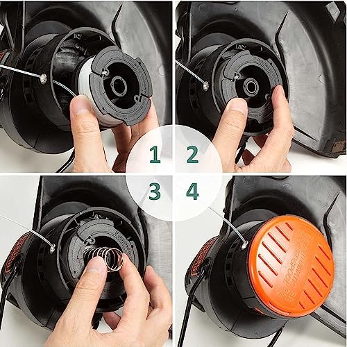 10 Pack AF-100 Replacement Spool Line for Black+Decker - 0.065" Weed Eater String Trimmer Line Spool, 30ft Autofeed Weed Wacker Spool Refill for Black+Decker(8 Spool,2 Cap,2 Spring)