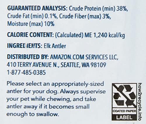 Amazon Brand - Wag Split Elk Antler, Naturally Shed, Long Lasting for Aggressive Chewers, Medium (Best for Dogs 15-30 lbs)
