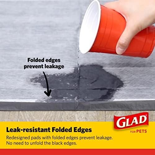 Glad for Pets Black Charcoal Puppy Pads, 23"x23" Disposable Pee Pad That Absorbs & Neutralizes Urine Instantly, Activated Carbon Training Pads For Dogs - 100 Count