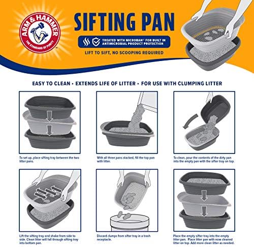 Arm & Hammer Large Sifting Litter Box Scoop Free Cat Litter Tray with Microban, Made in USA