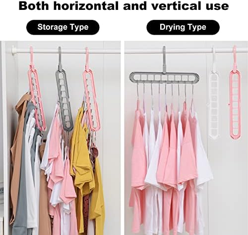Closet Organizers and Storage,College Dorm Room Essentials,Pack of 6 Multifunctional Organizer Magic Space Saving Hangers with 9 Holes Storage Organization for Wardrobe Closet