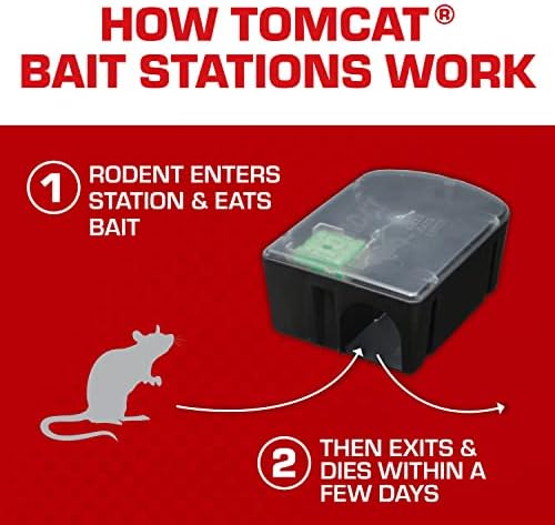 Tomcat Rat and Mouse Killer Disposable Stations for Indoor/Outdoor Use: Child and Dog Resistant, Pre-Filled, Easy Monitoring, 2-Pack