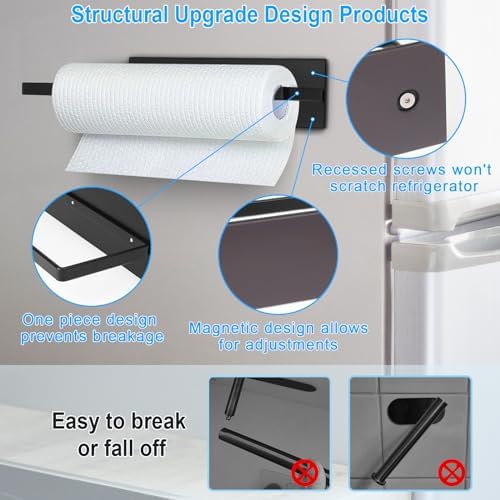Magnetic Paper Towel Holder, Toilet Paper Roll Holder Magnetic Towel Rack Wall Mount Fridge Organizer for Paper Towels Rolls Bathroom Toilet Pantry RV Kitchen Organizers and Storage 2 Pack